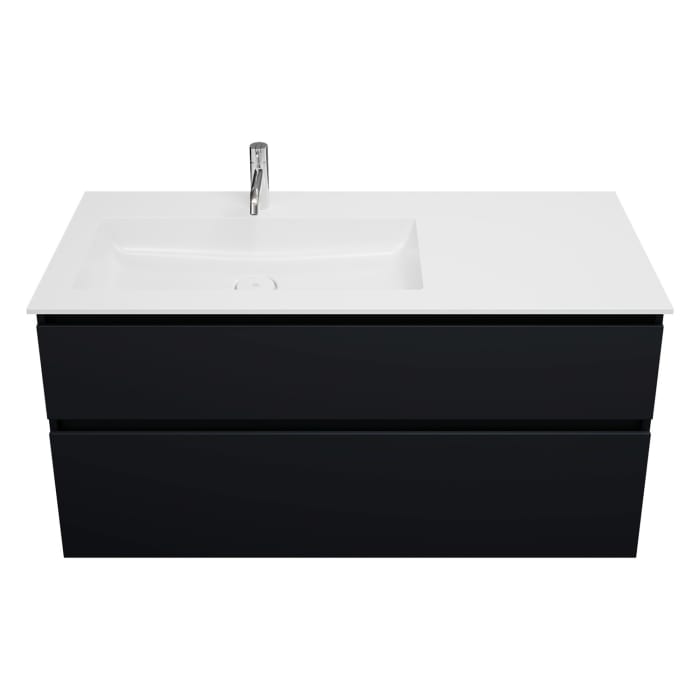 burgbad Lin20 Waschtischunterschrank mit Mineralguss-Waschtisch 122 cm, 2 Auszüge, links