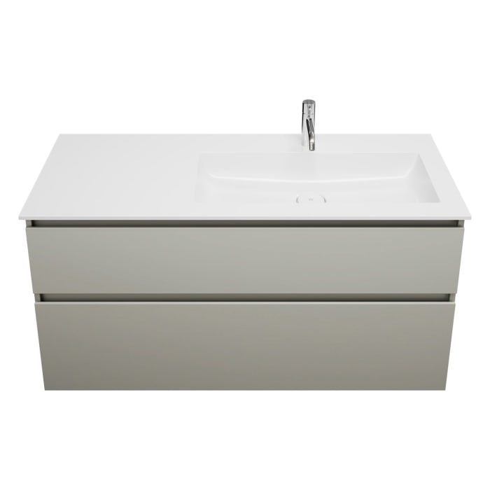 burgbad Lin20 Waschtischunterschrank mit Mineralguss-Waschtisch 122 cm, 2 Auszüge, rechts