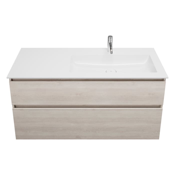 burgbad Lin20 Waschtischunterschrank mit Mineralguss-Waschtisch 122 cm, 2 Auszüge, rechts