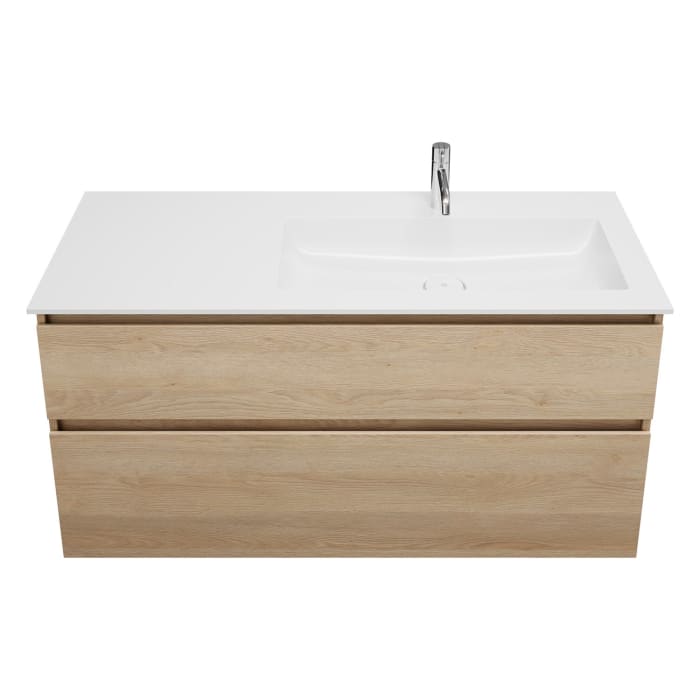 burgbad Lin20 Waschtischunterschrank mit Mineralguss-Waschtisch 122 cm, 2 Auszüge, rechts