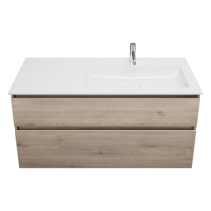 burgbad Lin20 Waschtischunterschrank mit Mineralguss-Waschtisch 122 cm, 2 Auszüge, rechts