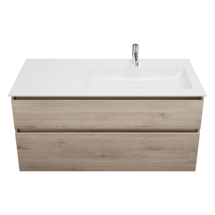 burgbad Lin20 Waschtischunterschrank mit Mineralguss-Waschtisch 122 cm, 2 Auszüge, rechts