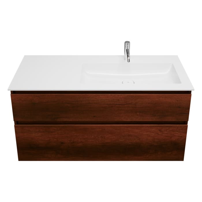 burgbad Lin20 Waschtischunterschrank mit Mineralguss-Waschtisch 122 cm, 2 Auszüge, rechts