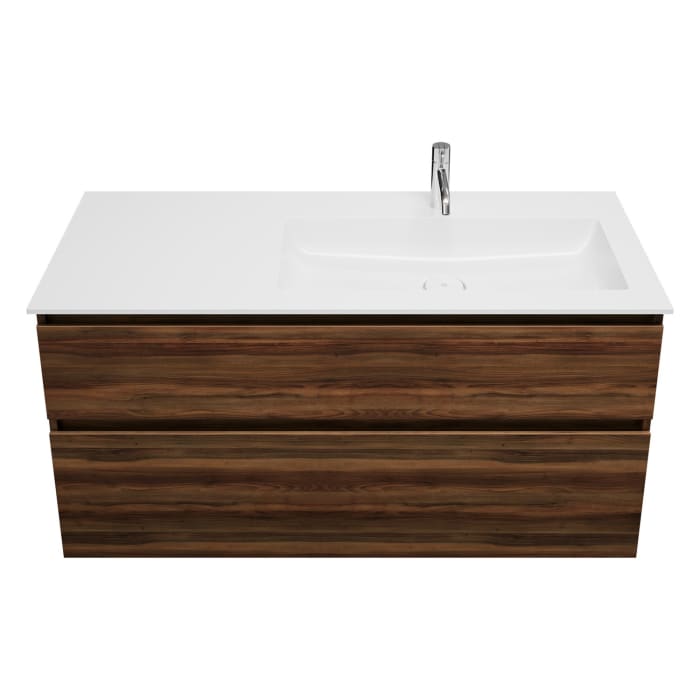 burgbad Lin20 Waschtischunterschrank mit Mineralguss-Waschtisch 122 cm, 2 Auszüge, rechts