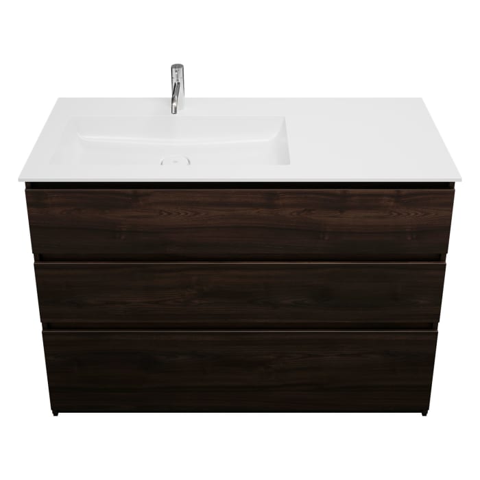 burgbad Lin20 Waschtischunterschrank mit Mineralguss-Waschtisch 122 cm, 3 Auszüge, links