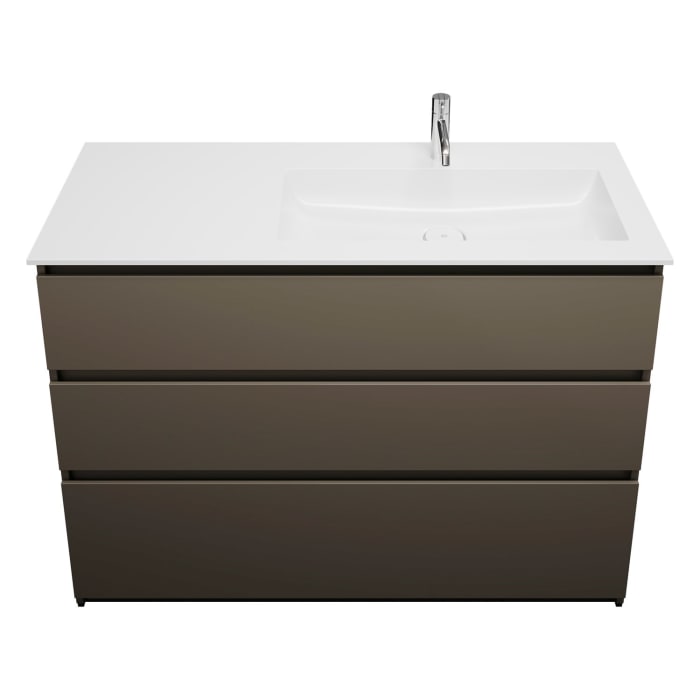 burgbad Lin20 Waschtischunterschrank mit Mineralguss-Waschtisch 122 cm, 3 Auszüge, rechts