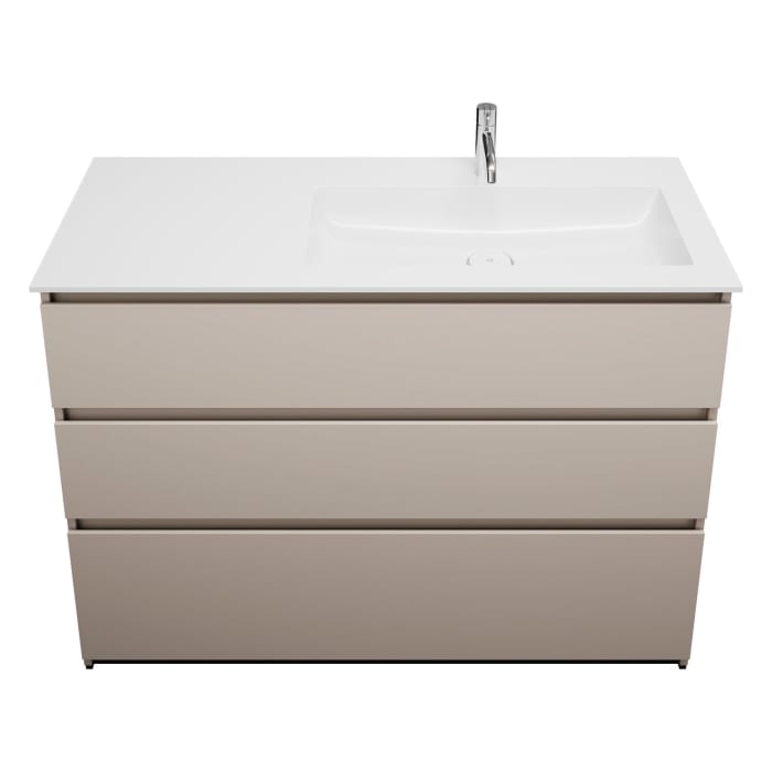 burgbad Lin20 Waschtischunterschrank mit Mineralguss-Waschtisch 122 cm, 3 Auszüge, rechts