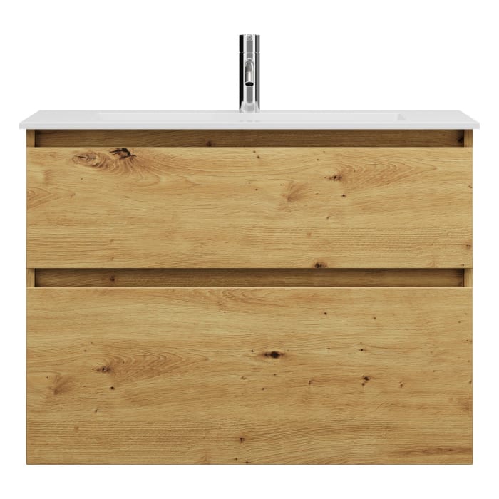 burgbad Lin20 Waschtischunterschrank mit Mineralguss-Waschtisch 82 cm, 2 Auszüge