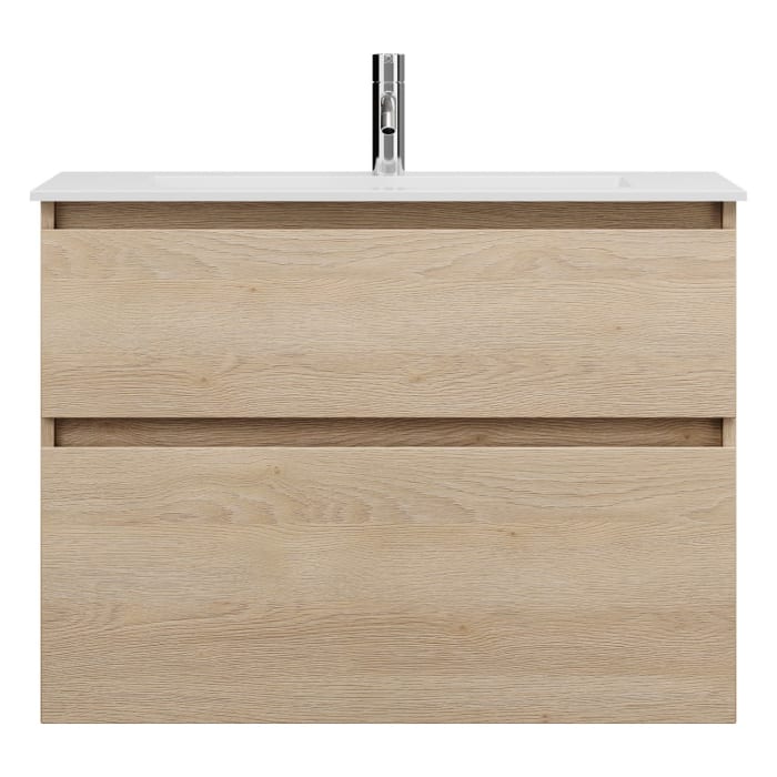 burgbad Lin20 Waschtischunterschrank mit Mineralguss-Waschtisch 82 cm, 2 Auszüge