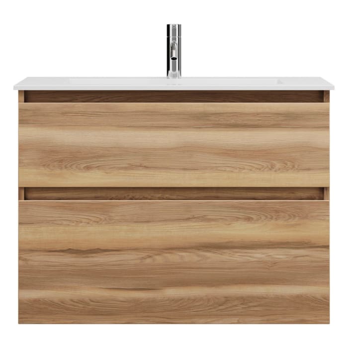 burgbad Lin20 Waschtischunterschrank mit Mineralguss-Waschtisch 82 cm, 2 Auszüge