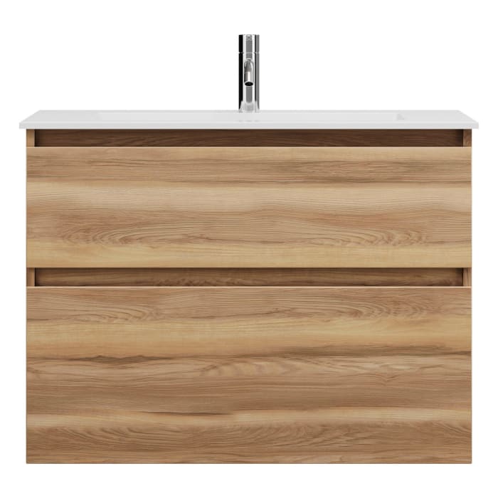 burgbad Lin20 Waschtischunterschrank mit Mineralguss-Waschtisch 82 cm, 2 Auszüge