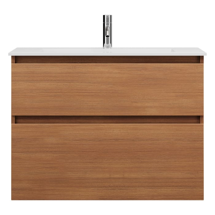 burgbad Lin20 Waschtischunterschrank mit Mineralguss-Waschtisch 82 cm, 2 Auszüge