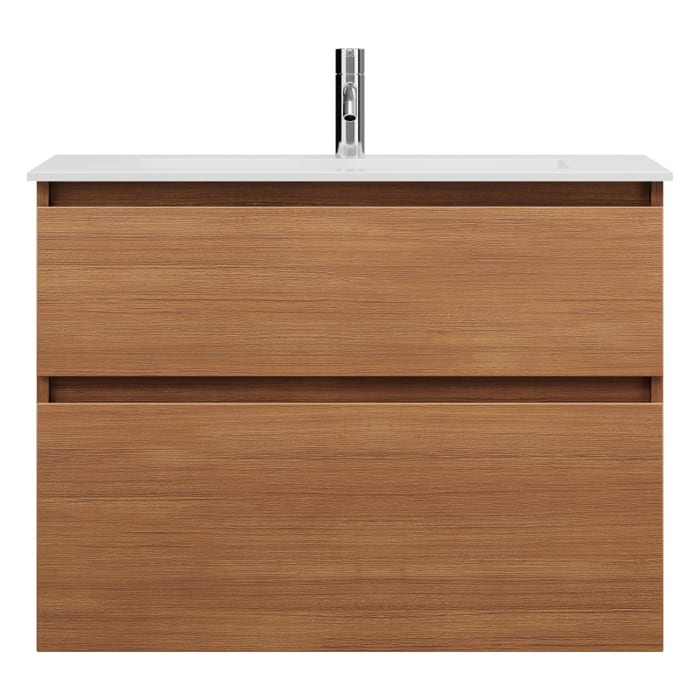 burgbad Lin20 Waschtischunterschrank mit Mineralguss-Waschtisch 82 cm, 2 Auszüge