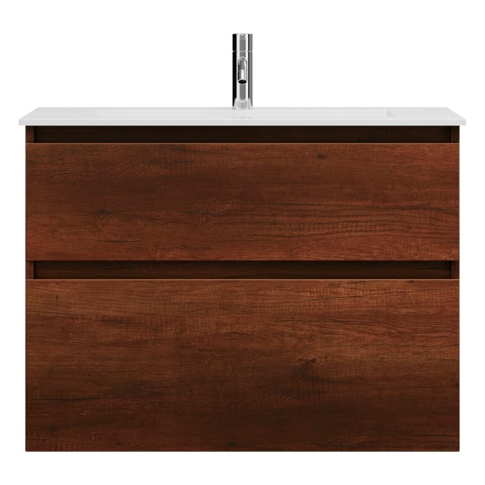 burgbad Lin20 Waschtischunterschrank mit Mineralguss-Waschtisch 82 cm, 2 Auszüge