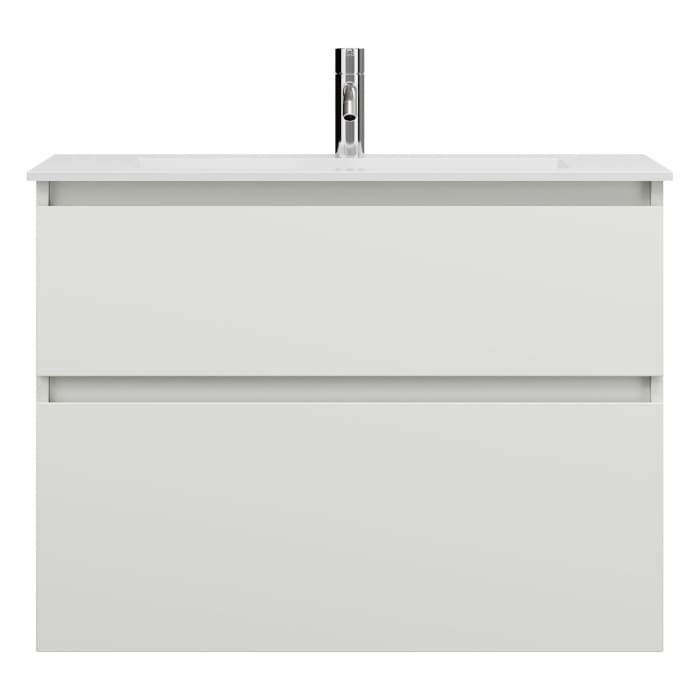 burgbad Lin20 Waschtischunterschrank mit Mineralguss-Waschtisch 82 cm, 2 Auszüge