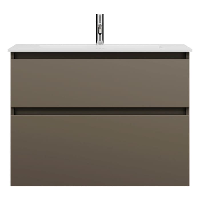 burgbad Lin20 Waschtischunterschrank mit Mineralguss-Waschtisch 82 cm, 2 Auszüge