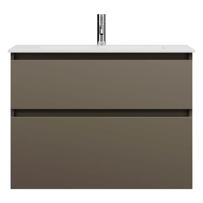 burgbad Lin20 Waschtischunterschrank mit Mineralguss-Waschtisch 82 cm, 2 Auszüge