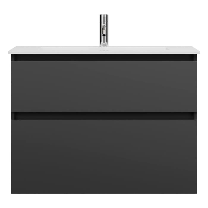 burgbad Lin20 Waschtischunterschrank mit Mineralguss-Waschtisch 82 cm, 2 Auszüge