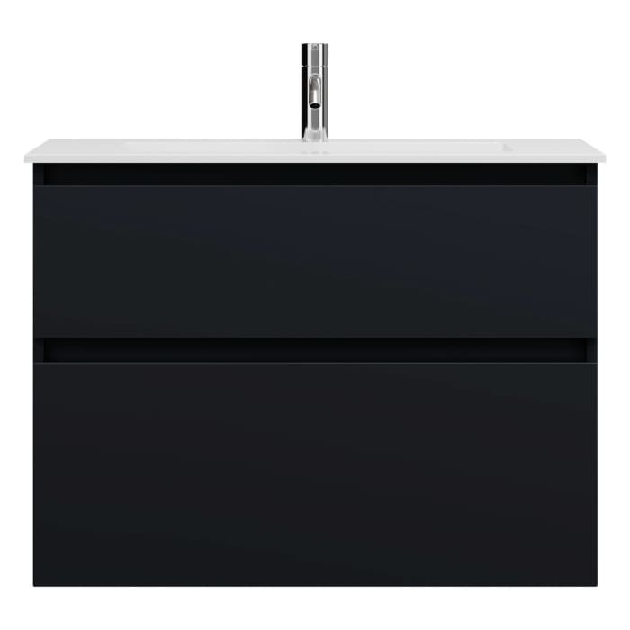 burgbad Lin20 Waschtischunterschrank mit Mineralguss-Waschtisch 82 cm, 2 Auszüge