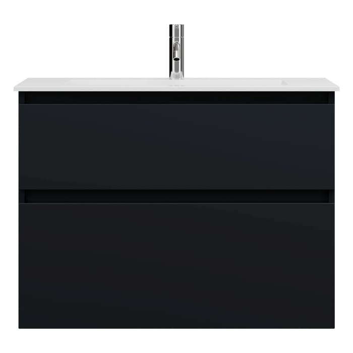 burgbad Lin20 Waschtischunterschrank mit Mineralguss-Waschtisch 82 cm, 2 Auszüge