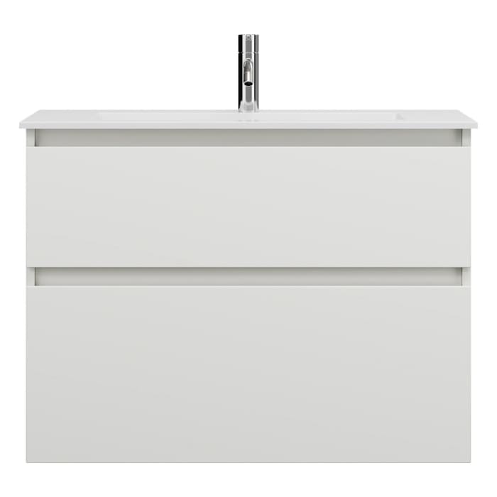 burgbad Lin20 Waschtischunterschrank mit Mineralguss-Waschtisch 82 cm, 2 Auszüge