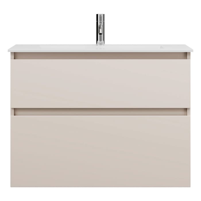 burgbad Lin20 Waschtischunterschrank mit Mineralguss-Waschtisch 82 cm, 2 Auszüge