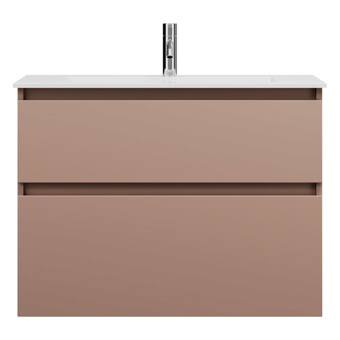 burgbad Lin20 Waschtischunterschrank mit Mineralguss-Waschtisch 82 cm, 2 Auszüge