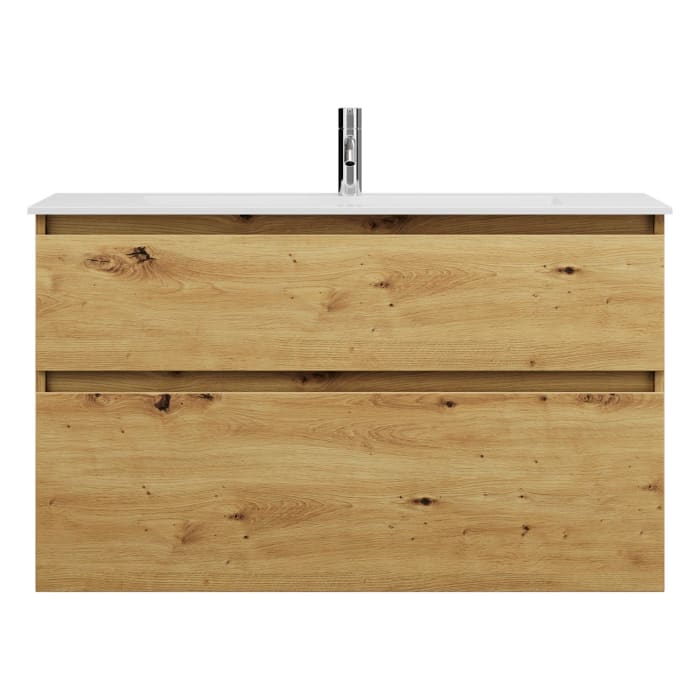 burgbad Lin20 Waschtischunterschrank mit Mineralguss-Waschtisch 102 cm, 2 Auszüge