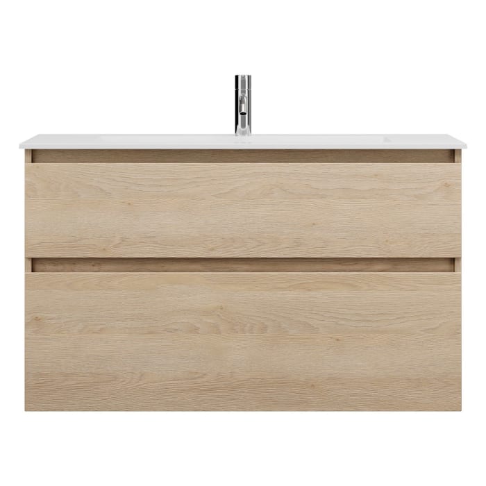 burgbad Lin20 Waschtischunterschrank mit Mineralguss-Waschtisch 102 cm, 2 Auszüge