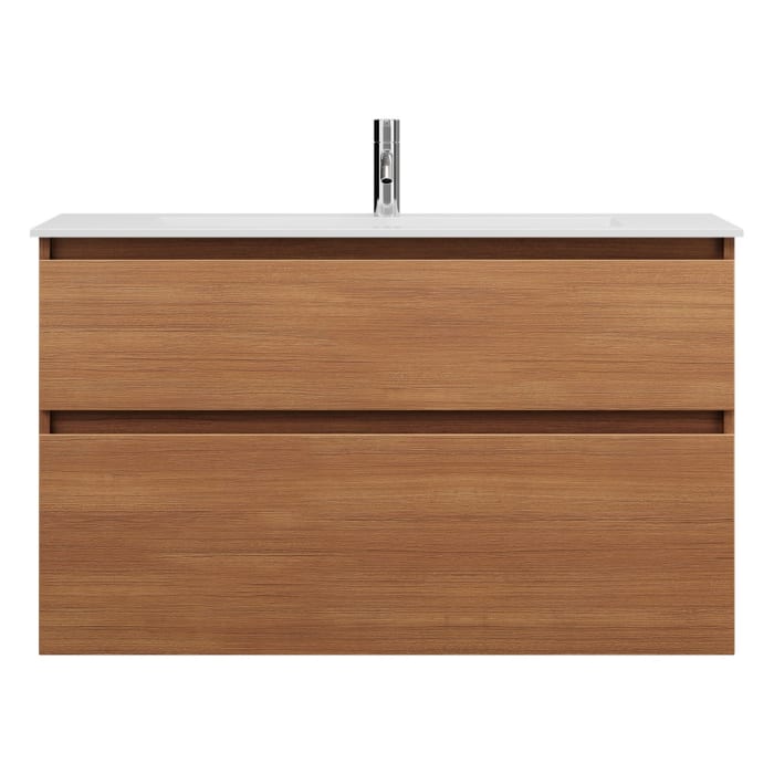 burgbad Lin20 Waschtischunterschrank mit Mineralguss-Waschtisch 102 cm, 2 Auszüge