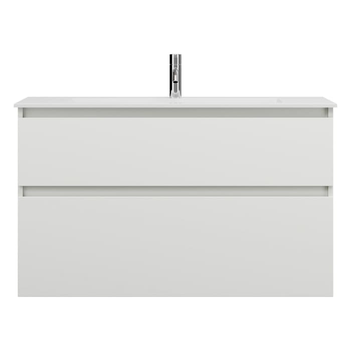 burgbad Lin20 Waschtischunterschrank mit Mineralguss-Waschtisch 102 cm, 2 Auszüge