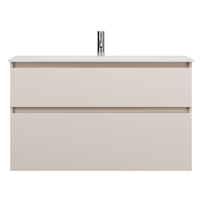 burgbad Lin20 Waschtischunterschrank mit Mineralguss-Waschtisch 102 cm, 2 Auszüge