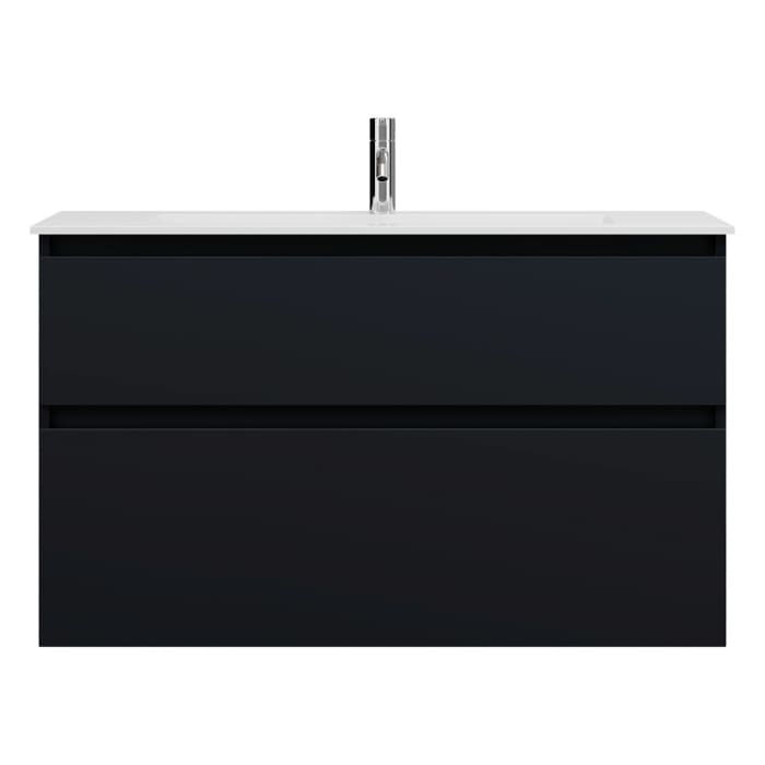 burgbad Lin20 Waschtischunterschrank mit Mineralguss-Waschtisch 102 cm, 2 Auszüge