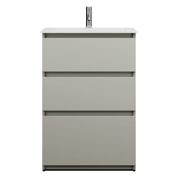 burgbad Lin20 Waschtischunterschrank mit Mineralguss-Waschtisch 62 cm, 3 Auszüge