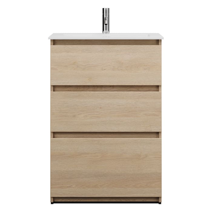 burgbad Lin20 Waschtischunterschrank mit Mineralguss-Waschtisch 62 cm, 3 Auszüge