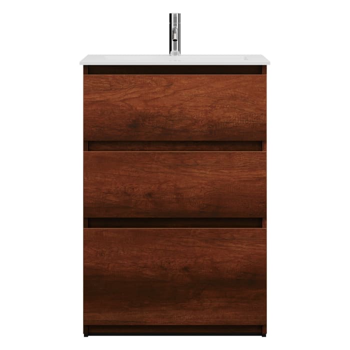 burgbad Lin20 Waschtischunterschrank mit Mineralguss-Waschtisch 62 cm, 3 Auszüge