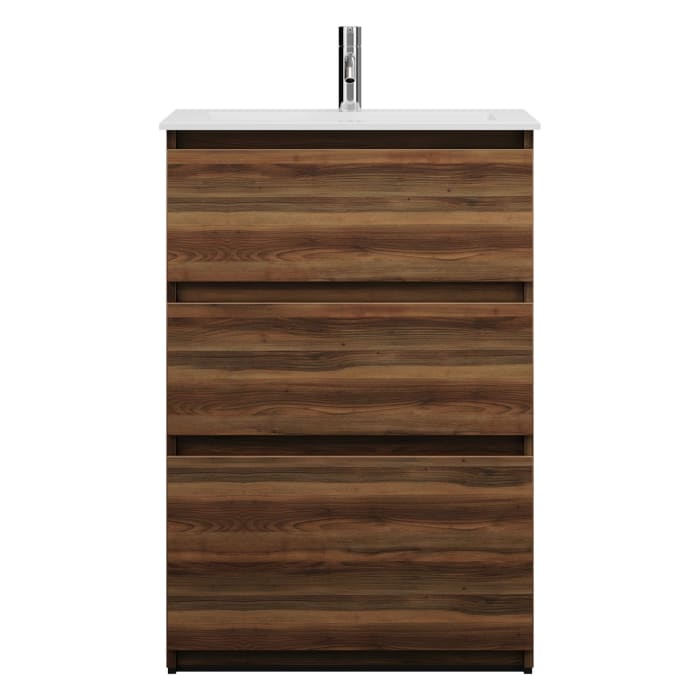 burgbad Lin20 Waschtischunterschrank mit Mineralguss-Waschtisch 62 cm, 3 Auszüge