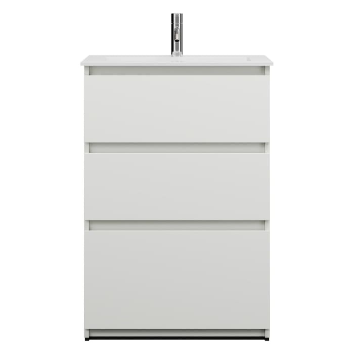 burgbad Lin20 Waschtischunterschrank mit Mineralguss-Waschtisch 62 cm, 3 Auszüge