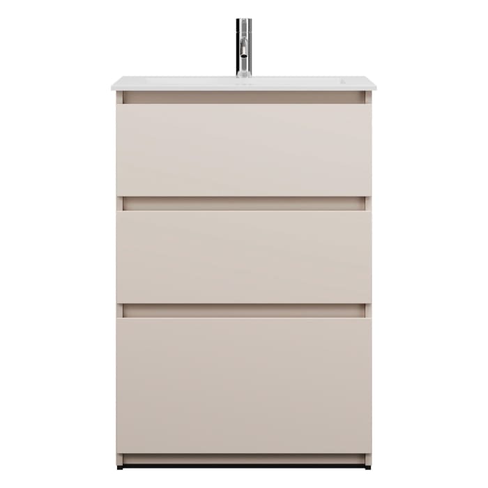 burgbad Lin20 Waschtischunterschrank mit Mineralguss-Waschtisch 62 cm, 3 Auszüge