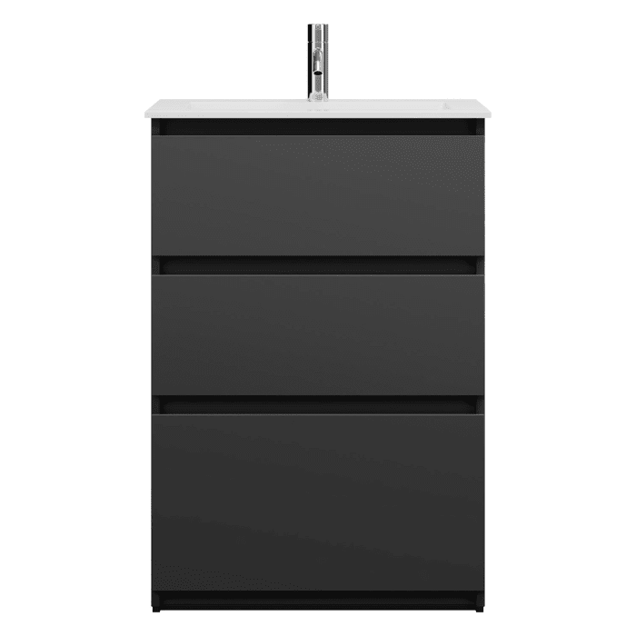 burgbad Lin20 Waschtischunterschrank mit Mineralguss-Waschtisch 62 cm, 3 Auszüge