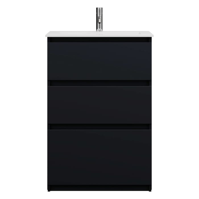 burgbad Lin20 Waschtischunterschrank mit Mineralguss-Waschtisch 62 cm, 3 Auszüge