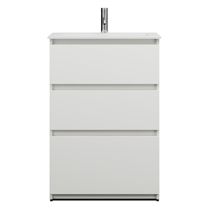 burgbad Lin20 Waschtischunterschrank mit Mineralguss-Waschtisch 62 cm, 3 Auszüge