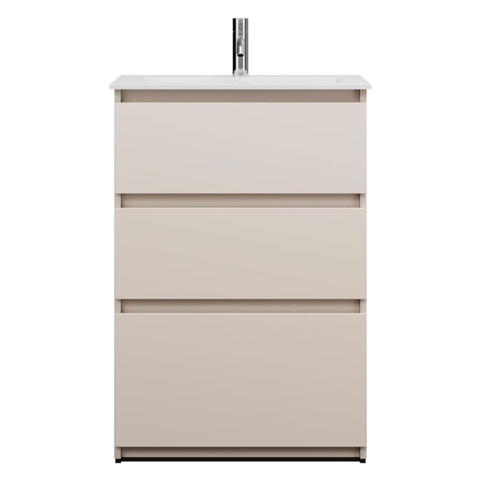 burgbad Lin20 Waschtischunterschrank mit Mineralguss-Waschtisch 62 cm, 3 Auszüge