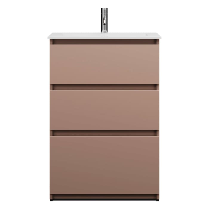 burgbad Lin20 Waschtischunterschrank mit Mineralguss-Waschtisch 62 cm, 3 Auszüge