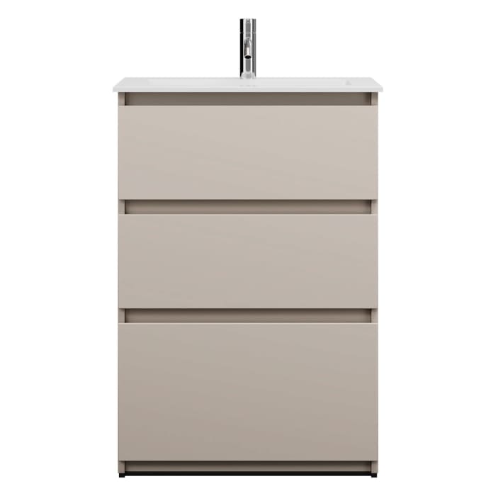 burgbad Lin20 Waschtischunterschrank mit Mineralguss-Waschtisch 62 cm, 3 Auszüge