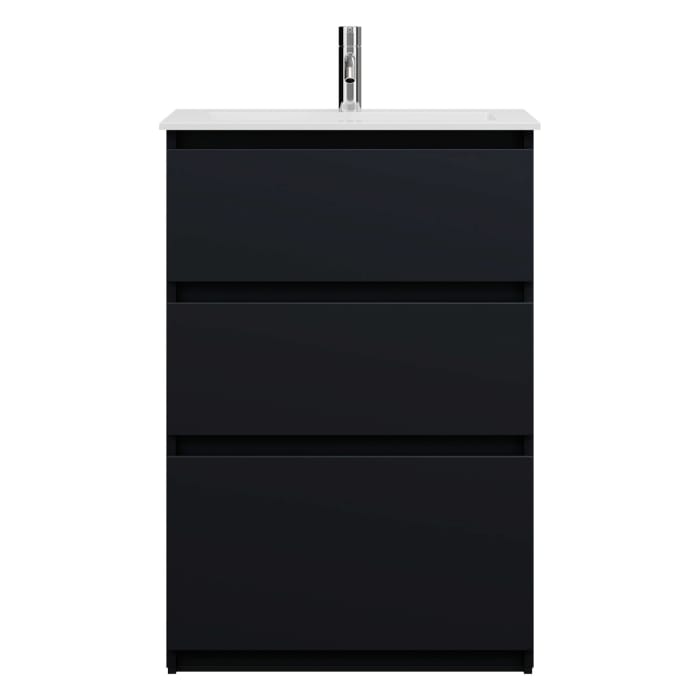 burgbad Lin20 Waschtischunterschrank mit Mineralguss-Waschtisch 62 cm, 3 Auszüge