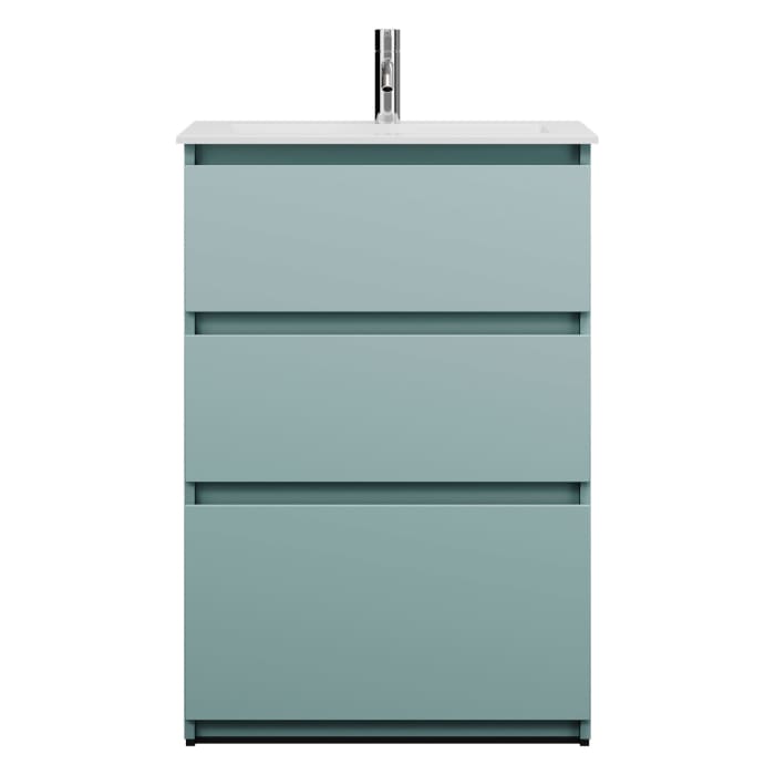 burgbad Lin20 Waschtischunterschrank mit Mineralguss-Waschtisch 62 cm, 3 Auszüge