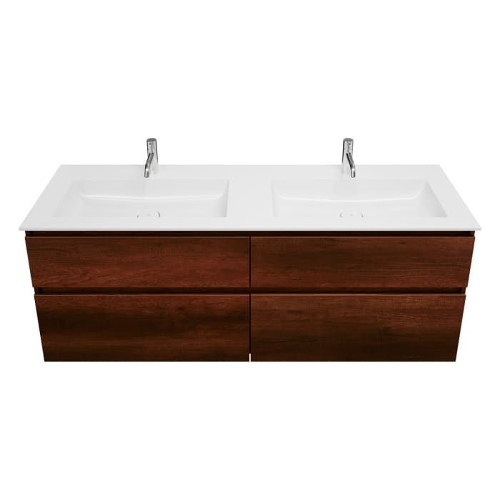 burgbad Lin20 Waschtischunterschrank mit Mineralguss-Doppelwaschtisch 162 cm, 4 Auszüge, links und rechts