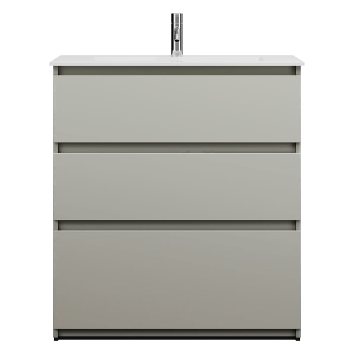 burgbad Lin20 Waschtischunterschrank mit Mineralguss-Waschtisch 82 cm, 3 Auszüge