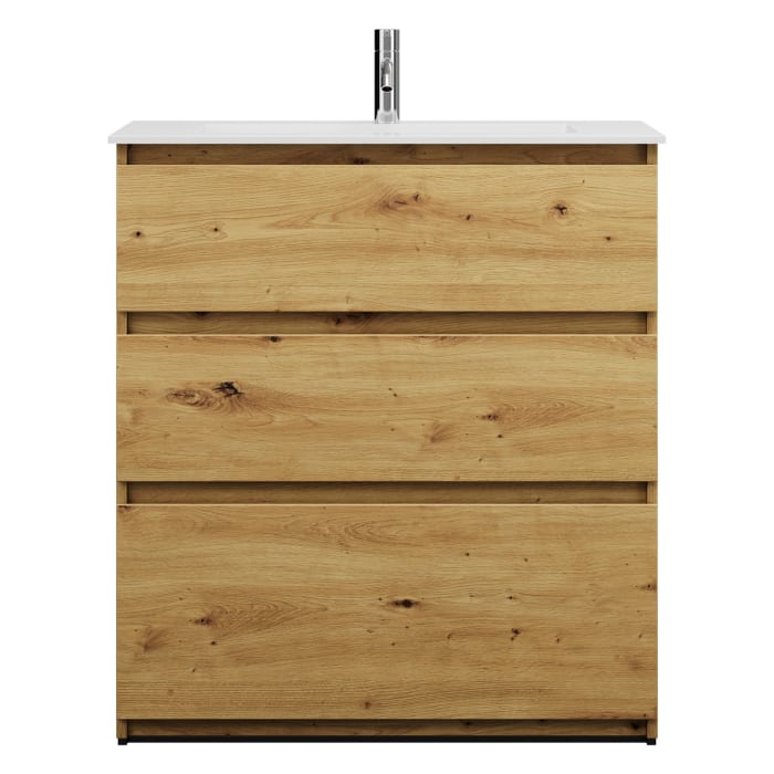 burgbad Lin20 Waschtischunterschrank mit Mineralguss-Waschtisch 82 cm, 3 Auszüge